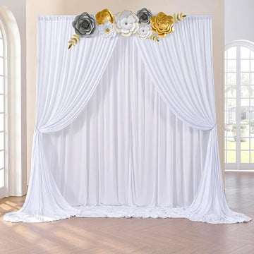 Qfdian White Backdrop Curtain Wedding Wrinkle Free Drapes for Baby Shower Bridal Birthday Party Photo Photography Background Decoration